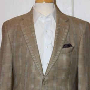 Hart Schaffner Marx Tan & Blue Plaid Blazer